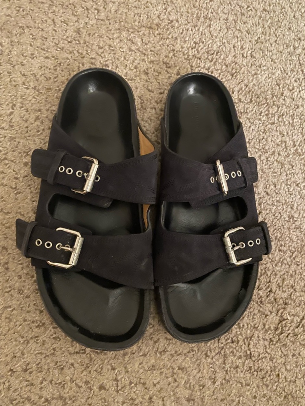 Isabel Marant Black Double-Buckle Slide Sandals